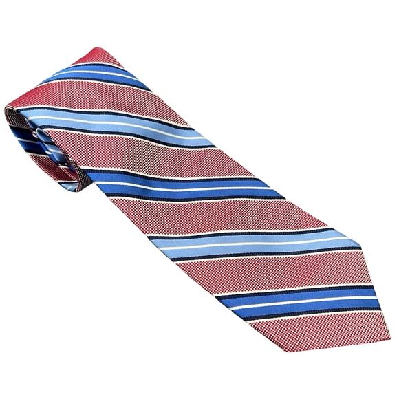 Brooks Brothers 346 Red Light Blue Royal Diagonal Stripes 100% Silk Tie NEW Tags - Picture 1 of 5